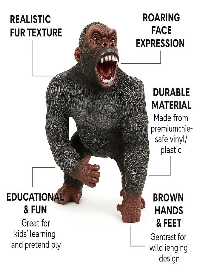 DTR Creation Gorilla Action Figure Toy ? 30 cm Realistic Black & Brown Wild Animal Model | Jungle King Collectible | Birthday Gift for Boys & Girls - Image 5